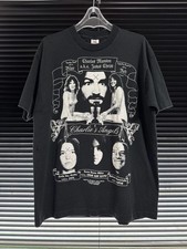 Vintage 90s Charles Manson & Charlie's Angel Black Unisex Shirt S-5XL picture