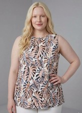 J. Jill Wearever Collection Tropical Monstera Palm Leaf Tank Top - Size XL Petit picture