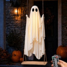 5FT Spooky Halloween Swinging Ghost Decorations With LED Lights & Remote Control picture