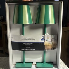 Mainstays LED Cordless Touch Dimmable Table Lamps Green 2-Pack 13 in picture