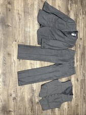 Express Men 3 Piece Suit Gray Size 42R Jacket Large Vest 34x32 Pants $278 Retail picture