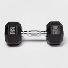 Hex Dumbbell 20lbs Black Rubber Fill, Chrome Material, Arm Workout,Single Piece picture