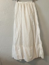 Antique Edwardian 1900 XS White Cotton Ruffle Long Lawn Tea Skirt Petticoat picture