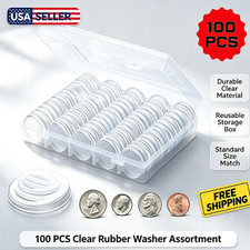 100 PCS 30MM Clear Round Coin Capsules Plastic Coin Holders &White Gaskets & Box picture