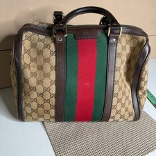 Gucci Joy Boston Bag GG Monogram Web Stripe Brown Canvas 247205 AS IS picture