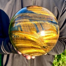 6.7LB Large Natural Tiger Eye Stone Crystal Ball Quartz Healing Sphere Décor picture