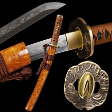 20'' Tanto Japanese Samurai Katana Sword Clay Tempered L6 Steel Real Hamon picture