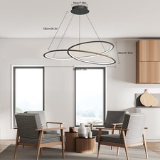 Modern Geometric LED Pendant Light Dimmable Chandelier Remote Adjustable Height picture