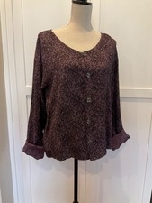 Vintage CP Shades Purple Brocade 1990 Blouse Womens  Made In USA NWT picture