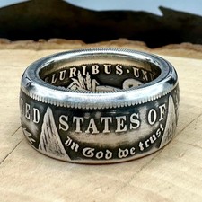 Antique U.S. 90% Silver Morgan Dollar Coin Ring Band NEW picture