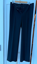 Magaschoni Collection Black  Solid Dress Pants Women Flat Front Straight Leg picture