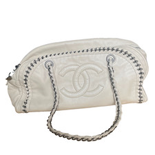 Chanel Luxe Ligne Bowler Leather Bag Tan Beige CC Chain Perfect Bowling picture