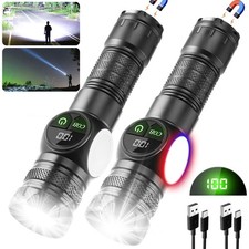 2 Pack Super Bright LED Flashlight Rechargeable Magnetic Light LED Work Light picture