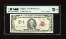 DBR 1966 $100 Legal Fr. 1550 PMG 30 EPQ Serial A00118029A picture