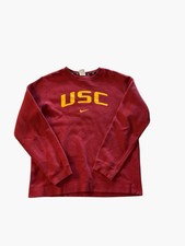 Nike USC Trojans Team Crewneck Sweatshirt Hoodie Red L Large Cotton Polyester picture