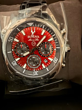 Bulova Marine Star 98B350 Chronograph 43mm Red Dial Gunmetal 100M NWT picture