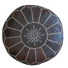 Moroccan Leather Pouf Unstuffed Moroccan (Dark Brown) [CLEARANCE] picture
