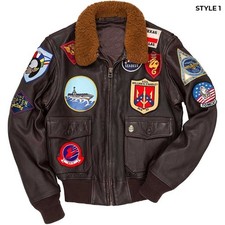 Men's Maverick Top Gun Aviator Bomber Jacket Tom Cruise Style Real Leather picture