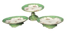 Antique John Ridgway Compotes Plates Apple Green Gilt Floral 4478 picture