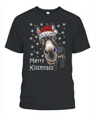 Funny Donkey Merry Kissmas T-Shirt picture