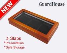 Wood Presentation Box Case For 3 NGC PCGC IGC Coin Slabs Glass Top Display New picture