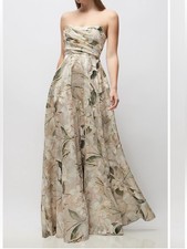 Dessy Collection Alden Metallic Plumeria  Floral Strapless Organza Gown picture