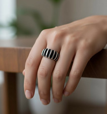 Anna Greta Eker for PLUS Norway Sterling Silver “Ridged” Modernist Ring picture