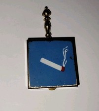 Vintage Blue Enamel Pocket Ashtray Cigarette Smoking Motif Silent Butler Brass picture