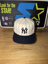 VTG 90s Starter Yankees Pinstripe Wool Snapback Cap picture