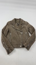 BLANKNYC Jacket Womens Small Brown Suede Leather Moto Biker Zip Pockets Lined picture