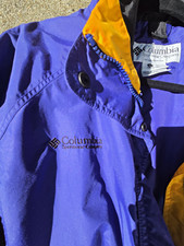 90s Vintage Columbia Women’s Purple/Black/Yellow Colorblock  Jacket L picture