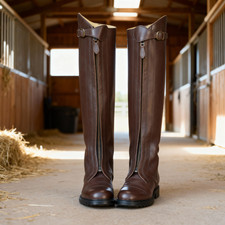 TuffRider Polo Boots:  Brown Leather, Equestrian Riding Footwear picture