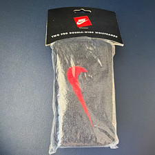 Nike Pro Double-Wide Wristbands Black/Red Swoosh One Size 560700-010 picture