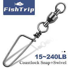 20Pcs Fishing Ball Bearing Swivels with Coastlock Snap Fishing Connector picture