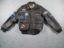 Avirex Jacket Mens Large Brown Leather G1 Flight Bomber Vintage Patches picture
