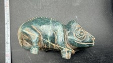 Tula Pre Columbian Toltec Iguana Jade Stone Carving Authentic Ojuelos picture