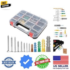 370pcs Drywall Anchors and Screws Assortment Kit, 5 Sizes Wall Anchors and Fl... picture