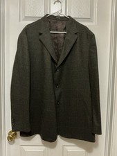 Empire Montreal Men’s Sport Coat Tweed Herringbone Wool 48R Deep Dark Gray picture