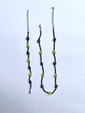 2 Matching Vintage 2000s Y2K Green Flower Jewelry set with Silver Center picture