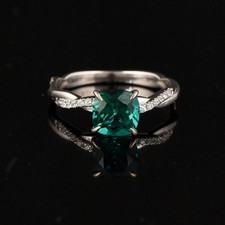 IGL Certified 4.50 Ct Natural Emerald & Diamond Wedding Gift Ring 14K White Gold picture
