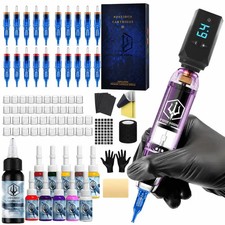POSEIDON Wireless Tattoo Pen Machine Kit 1500mAh Battery Digital Display Rotary picture