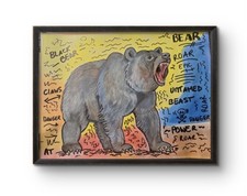 Original Signed 9x12 Bold Black Bear Acrylic Art Impressionist Home Decor picture