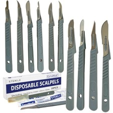 New Disposable Scalpel Blades With Plastic Handle ( Box of 10 ) Sterile picture