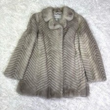 Authentic EMBA Sapphire Mink Fur Coat Light Gray Pre Owned Good Condition picture