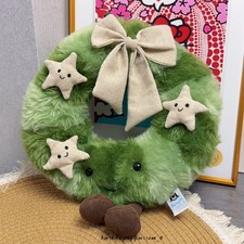 Jellycat Amuseable Nordic Spruce Wreath Green smiley face star decorations doll picture