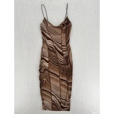 Lovely Day - Marble Mesh Midi Dress Exposed Seams - Brown - Small - Womens picture