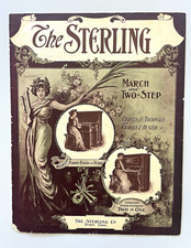 Antique 1906 Sterling Piano Ad Sheet Music Cover Art Derby CT Victorian Decor picture