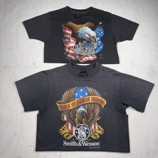 Vintage Harley Davidson 3D Emblem Shirt Size L Lot Of 2 Eagle Smith & Wesson  picture