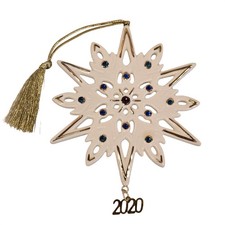 Lenox 2020 Annual Snowflake Ornament Porcelain Gold Accent Gemstone 2020 Charm picture