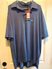 NWT Southern Marsh Bermuda Somerset Stripe Polo Mens 2XL French Blue Navy Golf picture